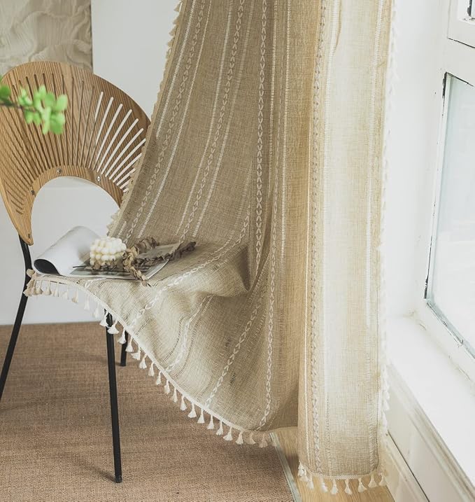 Sutuo Home Boho Curtain for Bedroom Living Room 84 Inches Length, Light - Image 9