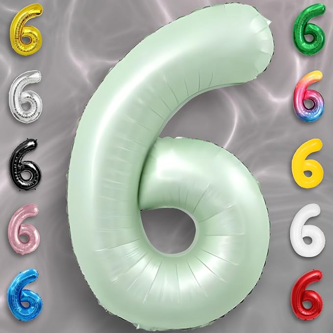 Green Number Balloon 6 Mylar Foil Balloons 32 inch - Image 2