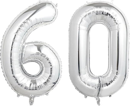 Number Balloons Silver Party Balloon by United-UnicornsParty