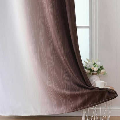 Brown and Greyish White Blackout Curtains 54 Inch Length, Full Light Blocking - Image 6