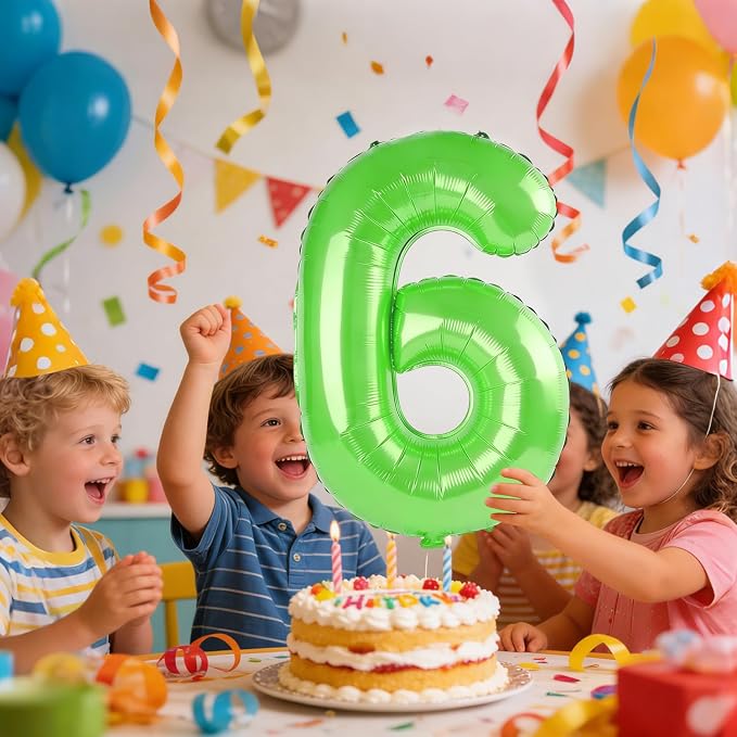 40 Inch Number 6 Balloons for 6th Birthday Party Decorations, 0-100 Fruit Green - Image 2