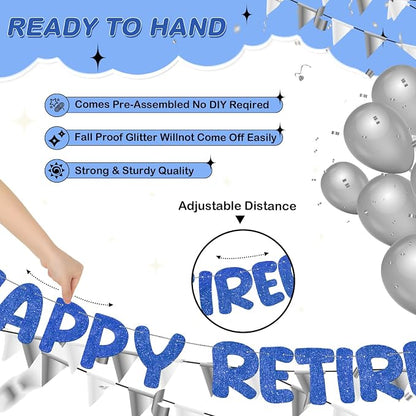 Fulmoon Pre Strung Happy Retirement Banner Glitter Retirement Sign Funny - Image 3