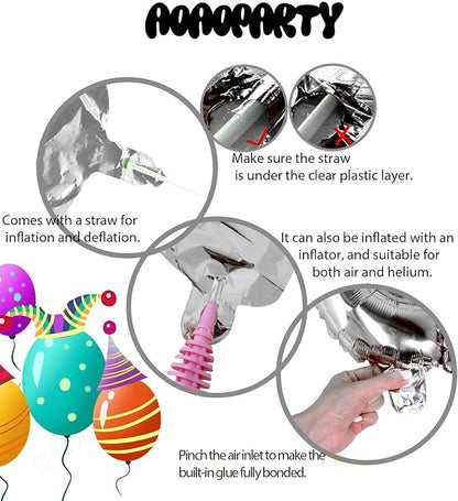 Letter Balloons Silver 40 Inch T Large Big Foil Mylar Balloon | - Image 2
