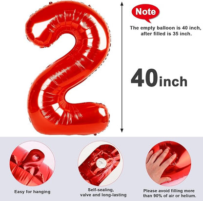 2 Balloon Numbers 40Inch Two Balloons Red Party Decorations - Image 5