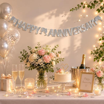 Happy Anniversary Banner, Wedding Anniversary Party Decorations Supplies - Image 5
