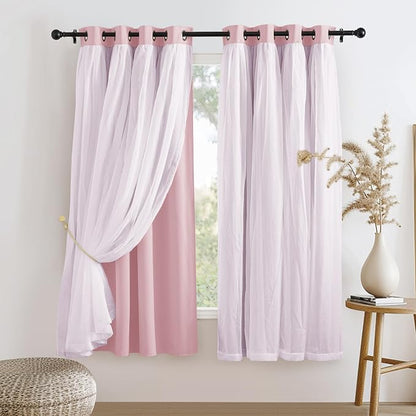 PONY DANCE Short Pink Curtains, 52 W x 63 L, Light Pink - Image 2