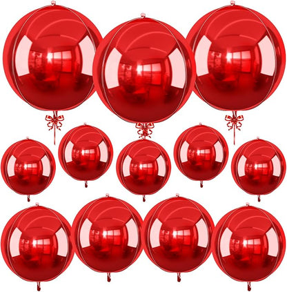12Pcs Red Round Foil Balloons, Metallic Red Foil Balloon by vibzox