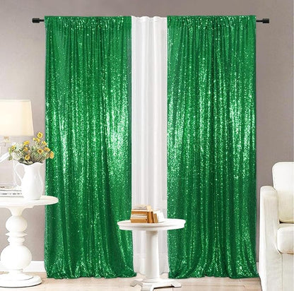 Eternal Beauty Green Sequin Backdrop Curtains, 4 Panels 2x8FT | 3mm Sparkle - Image 4