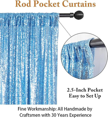 ShinyBeauty 4x8FT Baby Blue Sequin Backdrop Curtains - Image 4