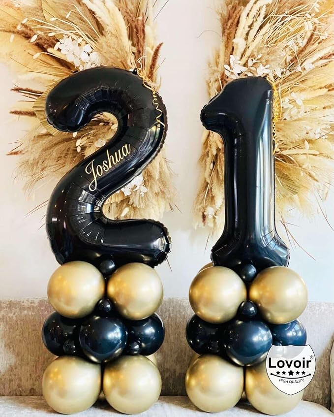 Black 40 Number Balloons, 40 Inch Giant Number 40 Balloons Foil Mylar Helium - Image 5