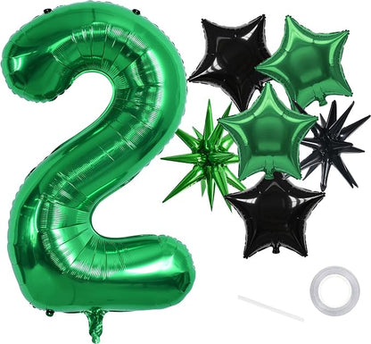 TONIFUL 2nd Birthday Balloons Kit 40 Inch Dark Green Large Number 2 Balloon | by TONIFUL