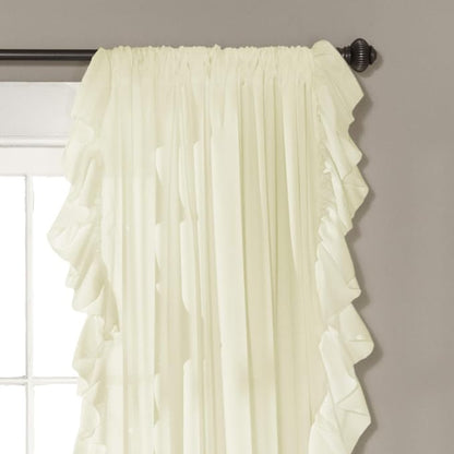 Lush Decor Reyna Ruffle Window Curtain Panel Set, Ivory - Image 2