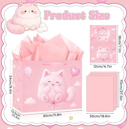 Cute Chubby Pink Cat Gift Bag - Image 2