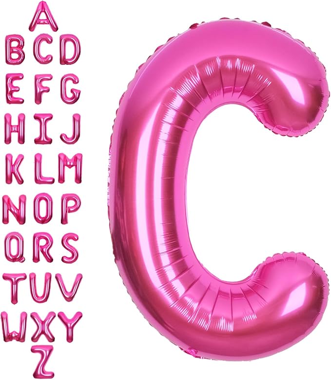 SUWEN 40 Inch Hot Pink Large C Letter Balloons Big Foil Helium Letter A-Z | by SUWEN