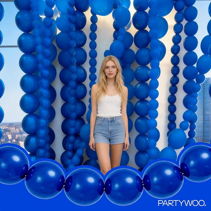 PartyWoo Royal Blue Linking Balloons 100pcs 12 Inch Dark Blue Link Balloons | - Image 2