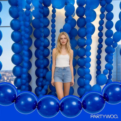 PartyWoo Royal Blue Linking Balloons 100pcs 12 Inch Dark Blue Link Balloons | - Image 2