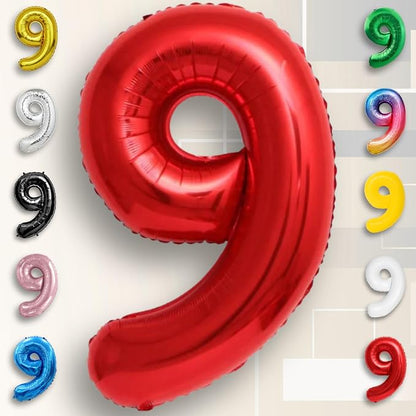 Red Number Balloon 9 Mylar Foil Balloons 40 inch - Image 2