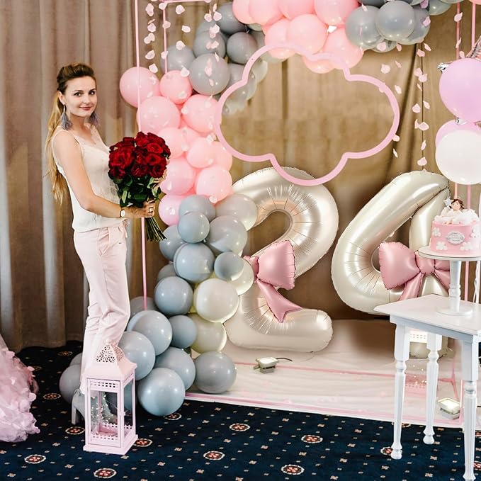 40 Inch Cream Number 4 Balloon - Image 6