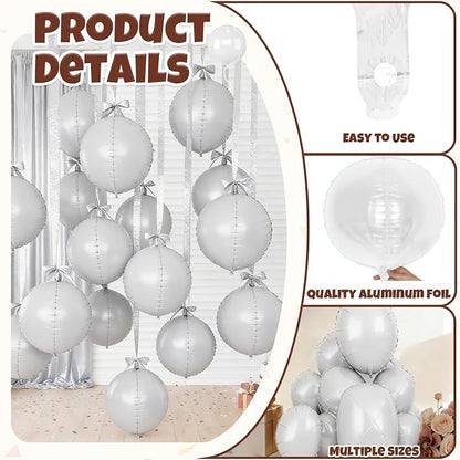 12Pcs White Round Balloons Foil, Giant White Foil Balloons - Image 4