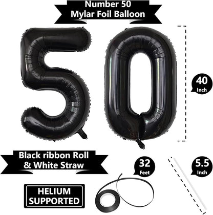 Number Balloons Black Party Balloon - Image 2