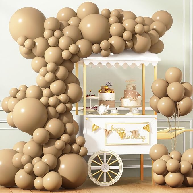 APLANET 150pcs Vanilla Brown Balloons Different Sizes 18 12 10 5 Inch Boho by ZJHAI
