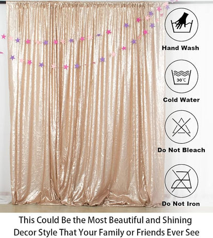 ShinyBeauty Sequence Backdrop Champagne 8FTx10FT Sequin Photo Backdrop - Image 5