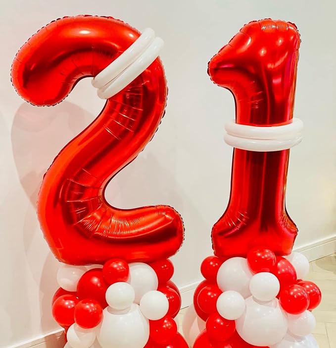 40 Inch Red 27 Balloons Giant Number 27 Balloons Red 27 Birthday Balloons 27th - Image 3