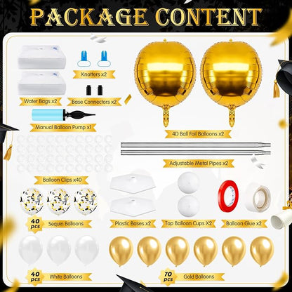 2 Sets Gold and White Balloon Column Stand Kit, Adjustable Floor Balloon Arch - Image 2