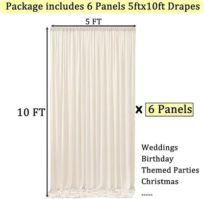 30ft x 10ft Wrinkle Free Ivory Backdrop Curtains - Image 2