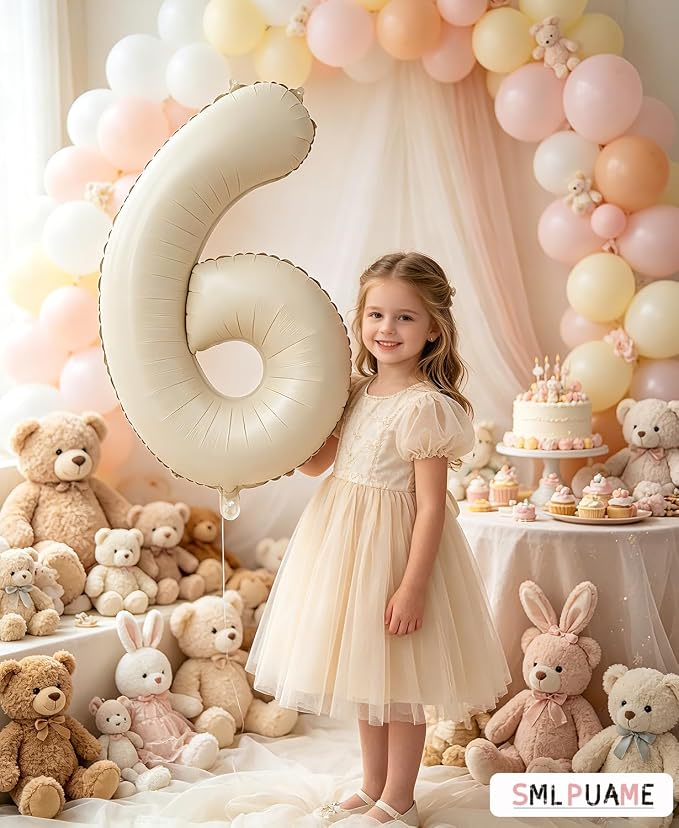 40 Inch Beige Number 4 Balloons - Image 7