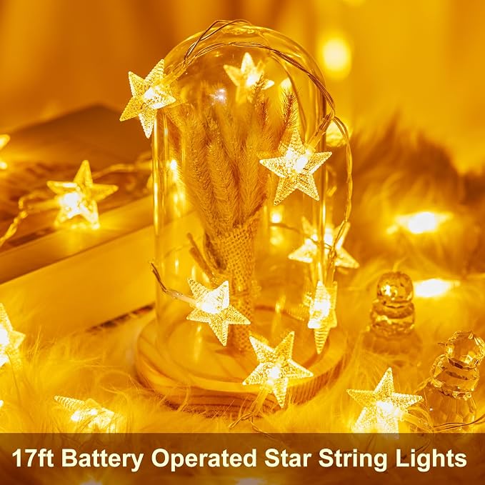 Minetom Star String Lights Battery Operated - 17 ft 50 LED Star Fairy String - Image 6