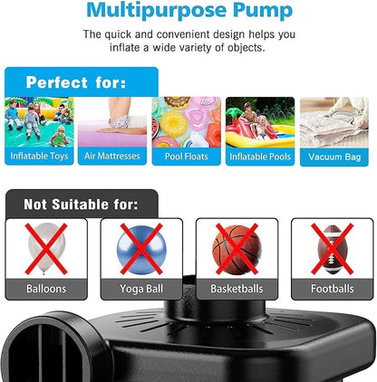 Electric Air Pump for Inflatables, Portable Quick-Fill Air Pump - Image 2