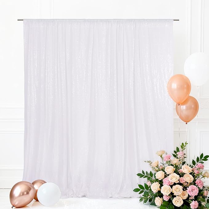 Eternal Beauty White 3mm Sequin Backdrop 7x7 Ft by EternalBeauty