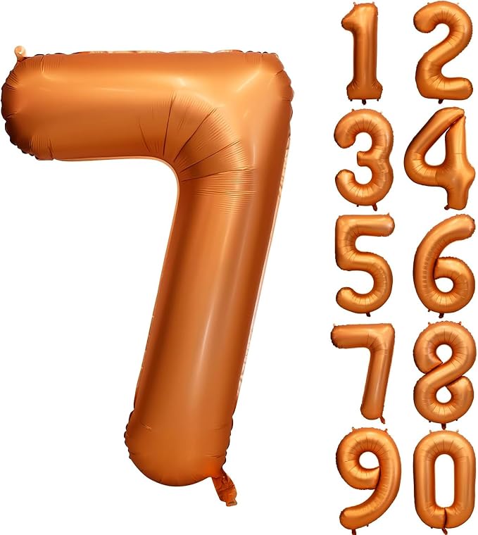 40 Inch Orange Number 7 Foil Balloon Retro Orange Digital 7 Helium Balloon | by YOIOZAIZAI