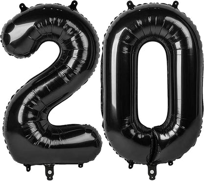 40 Inch Black Number 20 Balloon Birthday Party Decorations by Hadoife