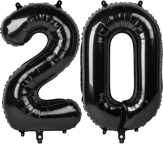 Number Balloons 20 Balloon Black by Enyeopd