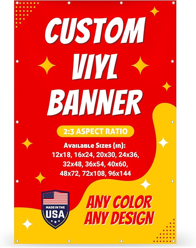 Custom Vinyl Banner with 150+ Sizes – Personalized Outdoor or Indoor Sign – Any by Unknown