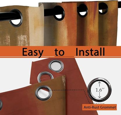Asuexpect Burnt Orange Kitchen Curtains 2 Panels Abstract Rust Curtain Room - Image 6