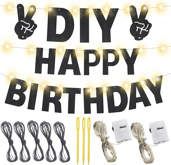 175Pcs DIY Glitter Customizable Banner Kit Happy Birthday Custom Letters Banner - Image 4