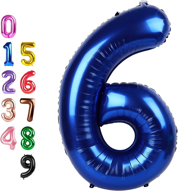 6 Balloon 40 inch Blue Number Balloons by Enyeopd