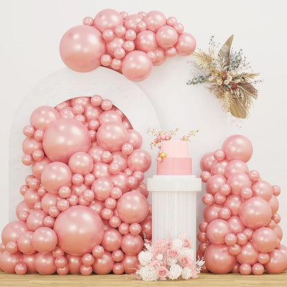 Double Stuffed Pearl Dusty Pink balloons Different Size 115Pcs 5/10/12/18 Inch by JZCZOEB