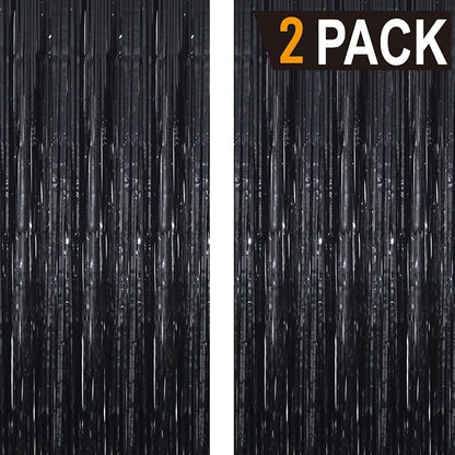 GOER 6.4 ft x 9.8 ft Metallic Tinsel Foil Fringe Curtains, Graduation - Image 2