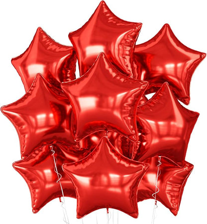 Red Star Balloons Foil, 18 Inch Metallic Stars Balloon by BIAPIAN