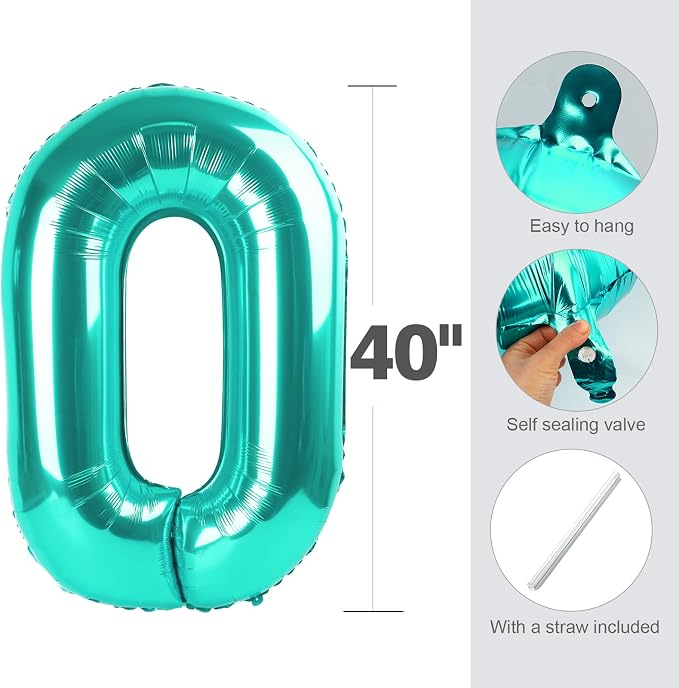 Number Balloons 3 Balloon Teal Blue - Image 5