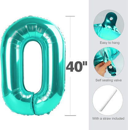 Number Balloons 3 Balloon Teal Blue - Image 5