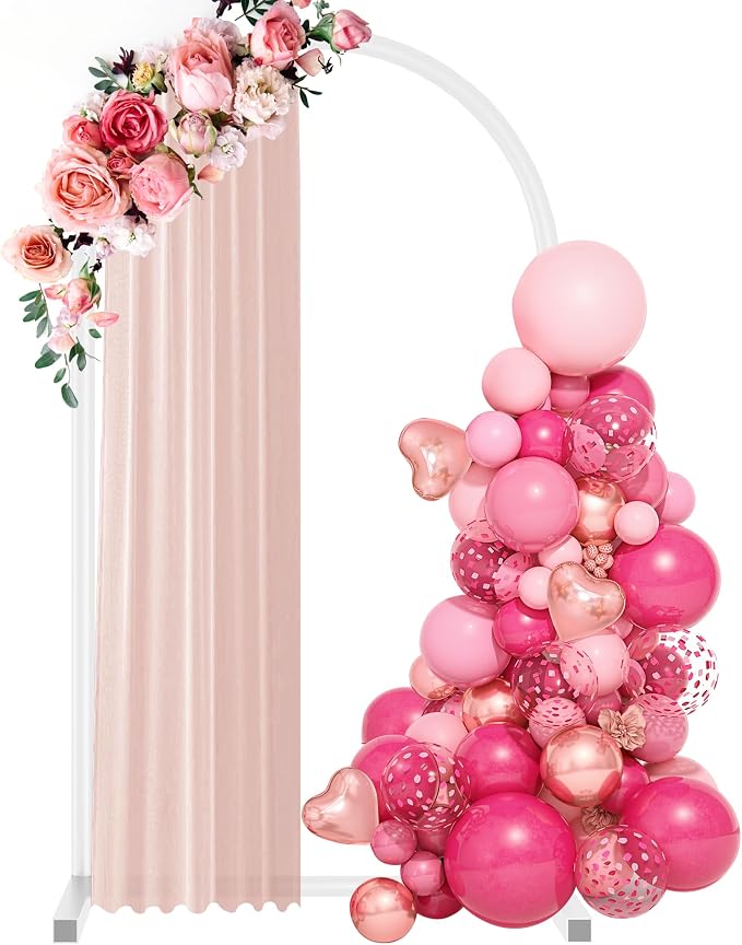 7.2 ft White Metal Balloon Arch Stand, Arch Backdrop Stand by ZHIYO-LIFE