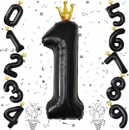 Crown Black 1 Balloon Number for Girls 1st Birthday Party, 40 Inch Large Number - Image 8