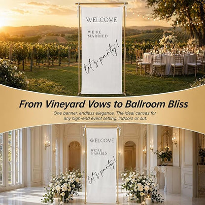 We’re Married Banner 73 x 30 Inch, Polyester Wedding Reception Hanging Sign - Image 6