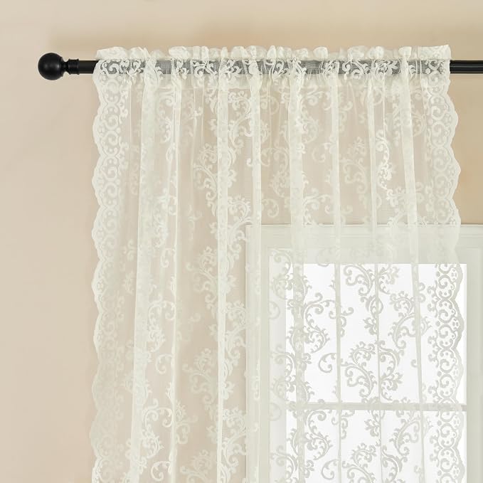FOLKSIDE Ivory Lace Curtains - Image 3