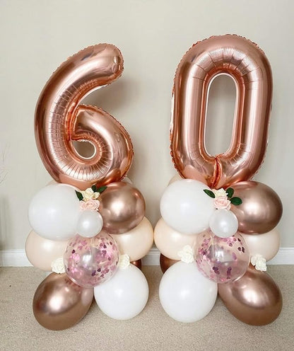 40 Inch Rose Gold 60 Number Balloons Giant Jumbo Huge 60 Foil Mylar Helium - Image 4